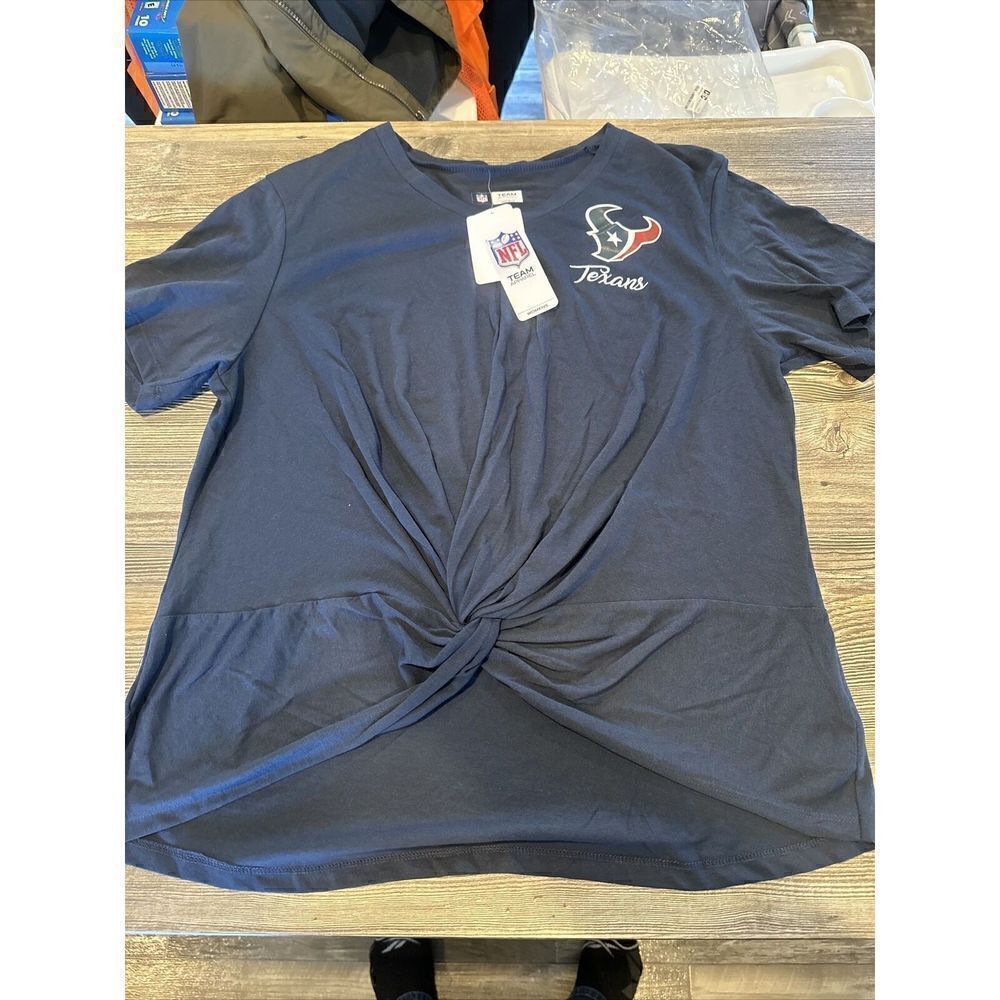 Houston Texans NFL / Team Logo Apparel Blue SS V-Neck Knot T-Shirt. XL. NWT. 1